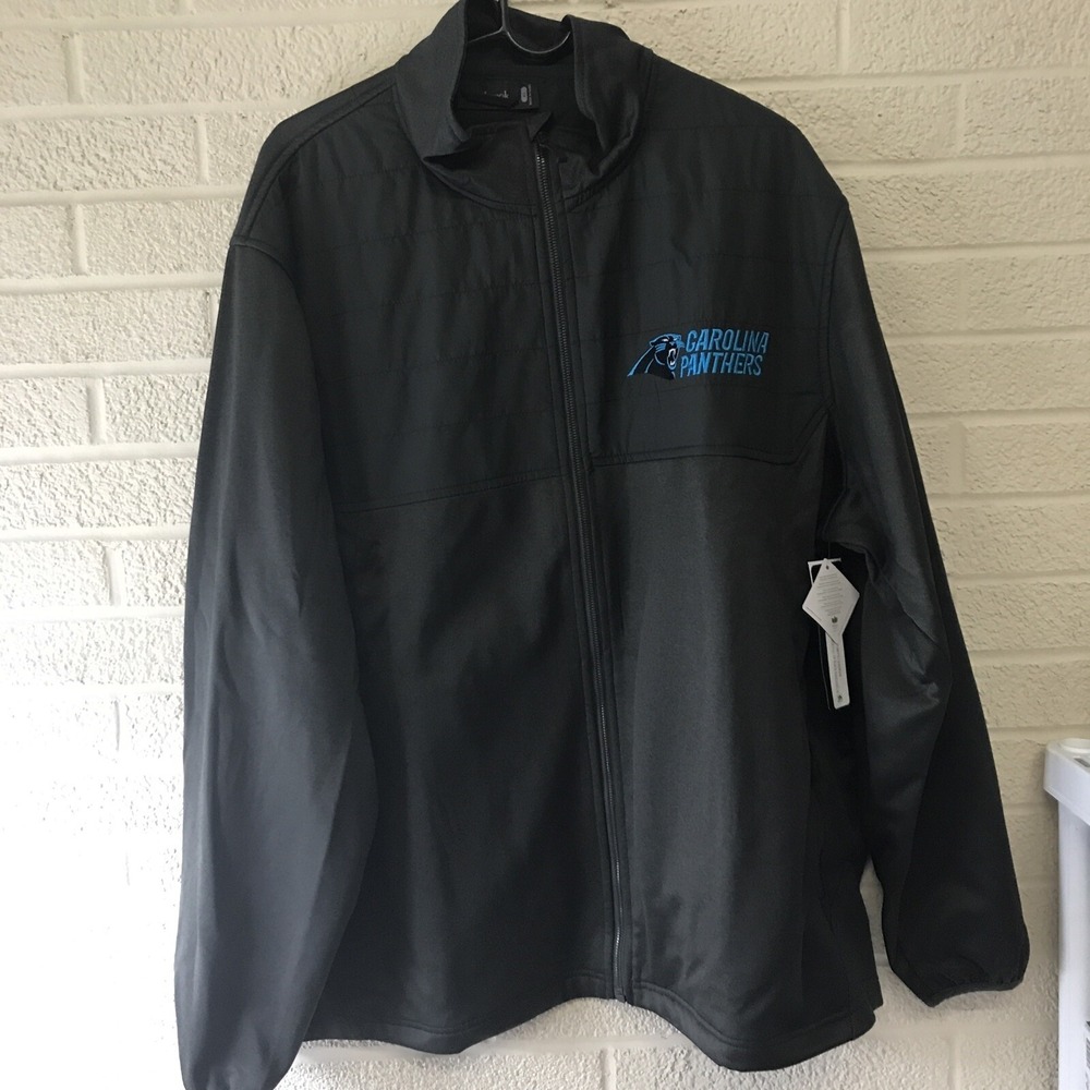 Carolina Panthers Jacket Men XL Black Solid NFL‎ Full Zip Jacket